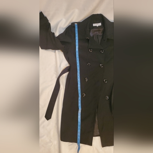 Calvin Klein Classic Black Double-Breasted Trench Coat - Picture 12 of 15